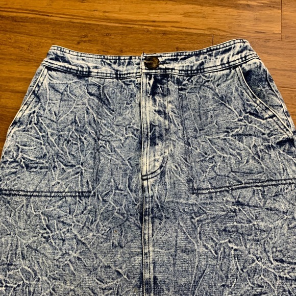 Who What Wear Denim Skirt Womens Size 2 Blue Midi Acid Wash Slit Front Pockets - Picture 2 of 8